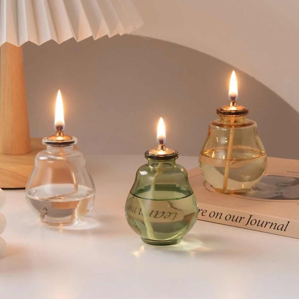 Creative Aromatherapy Candles Glass Coloful Small Oil Lamps Modern Home Decorative Ornaments Indoor Outdoor Oil Lamps