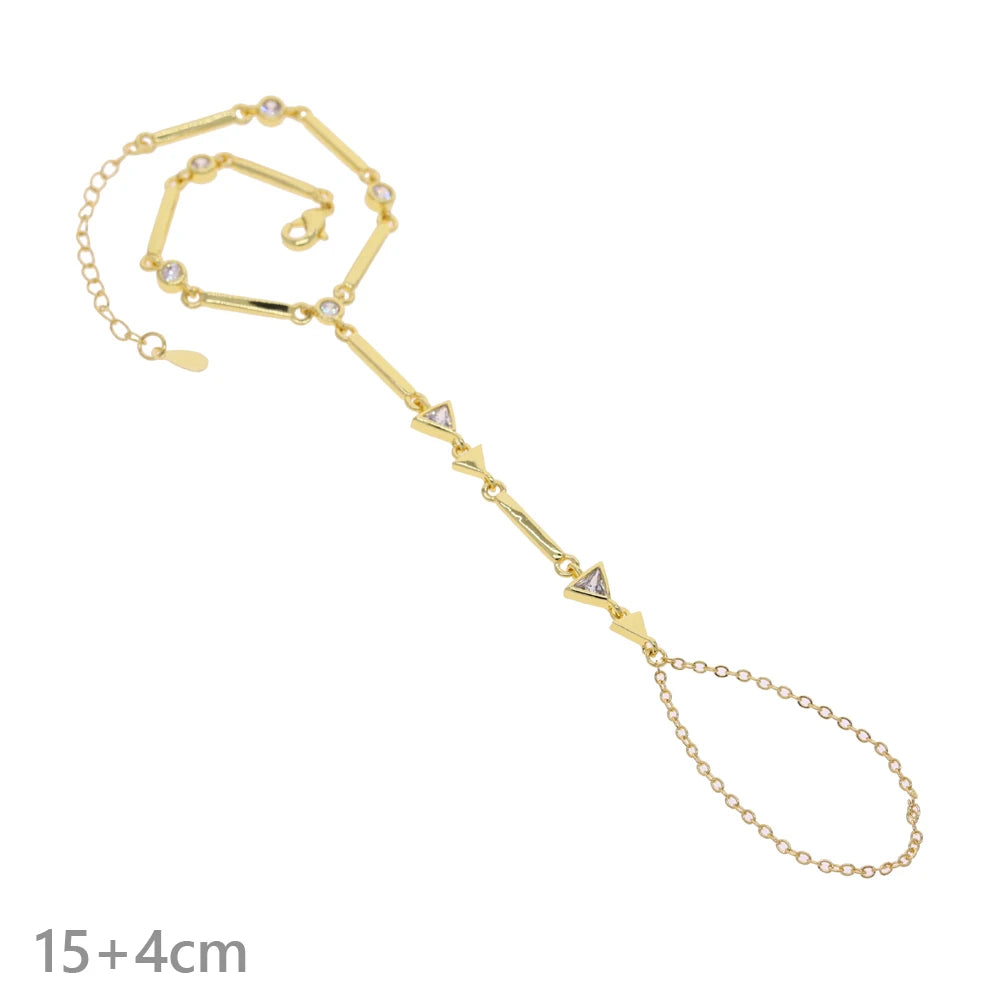 2026 New Triangle Round Cz Link Chain Bracelets for Women Paved White Cubic Zircon Gold Silver Color Fashion Jewelry
