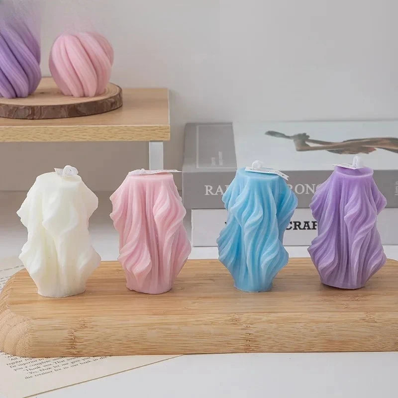 Swirl Scented Candles Aesthetic Unique Spiral Curve Aromatic Home Decorative Candles Smokeless in Colored Room Decor