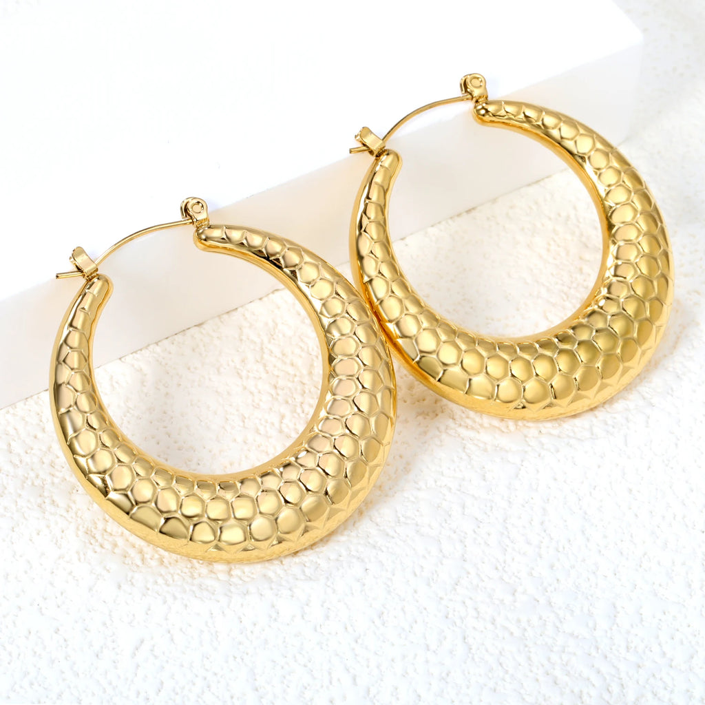 ASONSTEEL Fashion Luxury Exaggerated Circular Snake Hoop Earrings Pattern Serpentine Stainless Steel Jewelry Party Unique Design