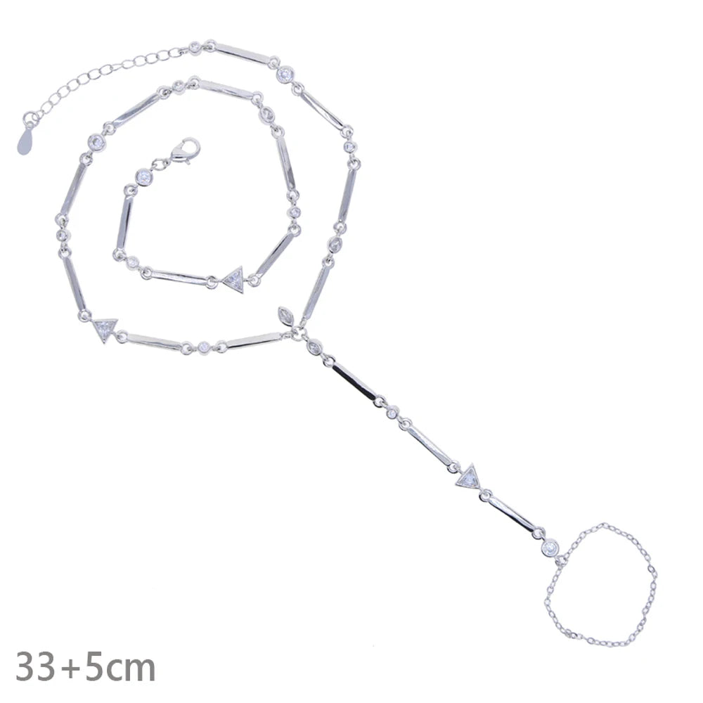 2026 New Triangle Round Cz Link Chain Bracelets for Women Paved White Cubic Zircon Gold Silver Color Fashion Jewelry