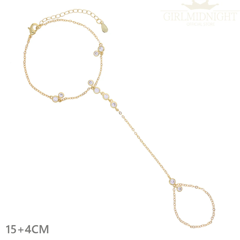 2026 New Triangle Round Cz Link Chain Bracelets for Women Paved White Cubic Zircon Gold Silver Color Fashion Jewelry