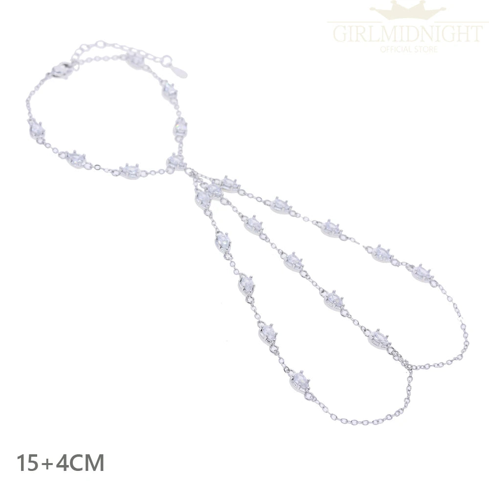 2026 New Triangle Round Cz Link Chain Bracelets for Women Paved White Cubic Zircon Gold Silver Color Fashion Jewelry