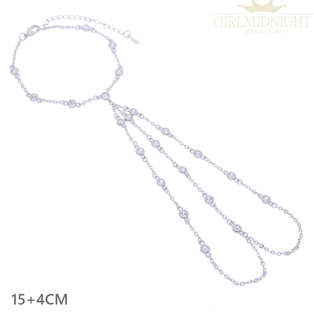 2026 New Triangle Round Cz Link Chain Bracelets for Women Paved White Cubic Zircon Gold Silver Color Fashion Jewelry