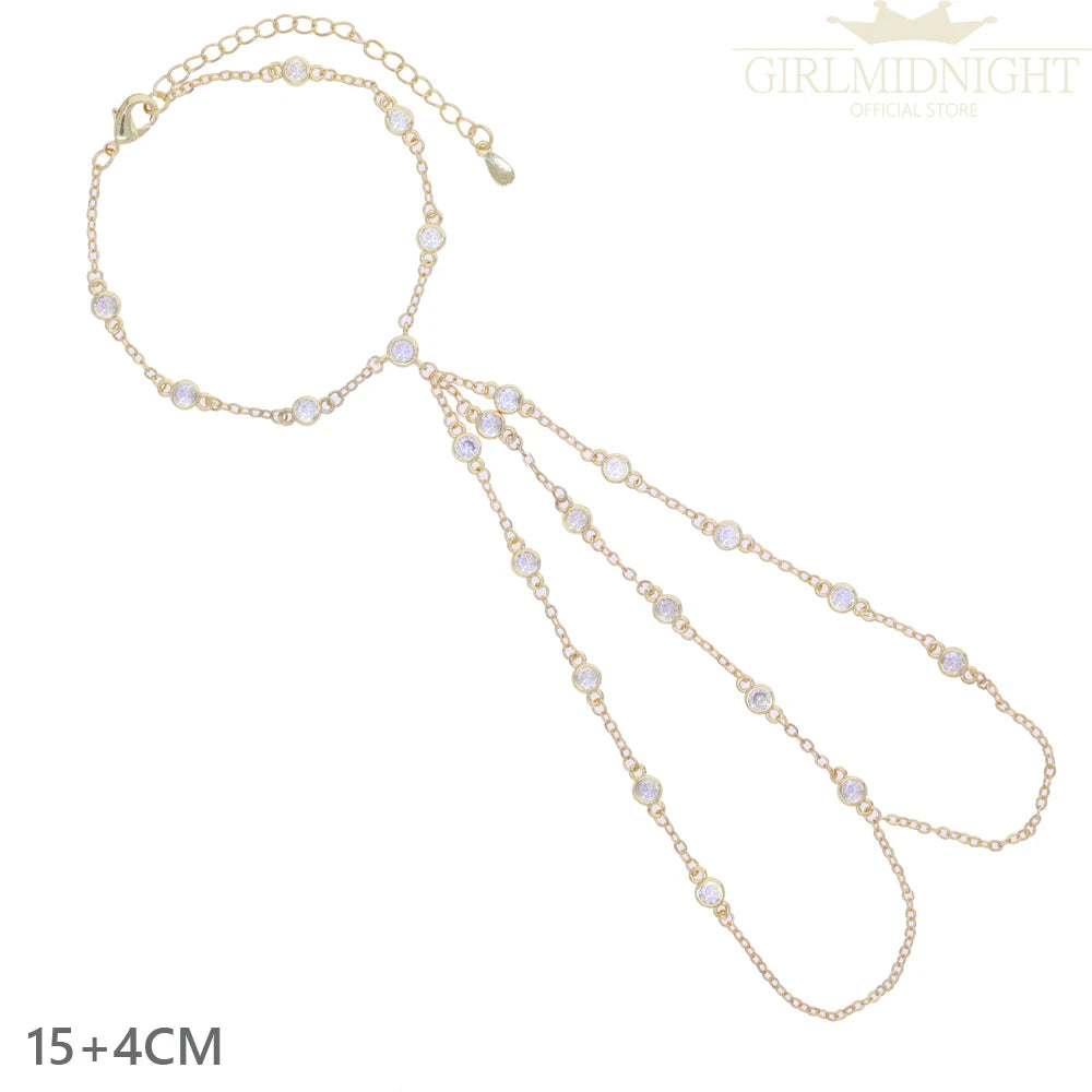 2026 New Triangle Round Cz Link Chain Bracelets for Women Paved White Cubic Zircon Gold Silver Color Fashion Jewelry