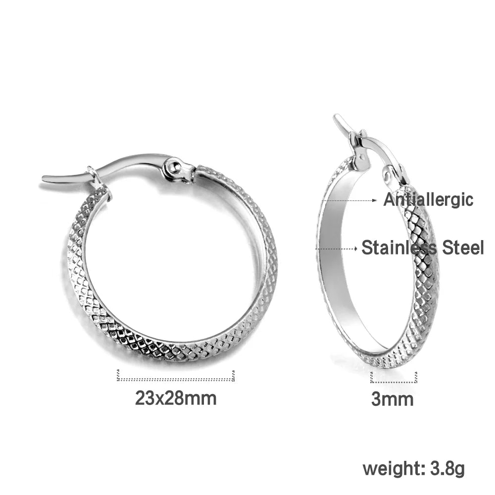 ASONSTEEL Fashion Luxury Exaggerated Circular Snake Hoop Earrings Pattern Serpentine Stainless Steel Jewelry Party Unique Design