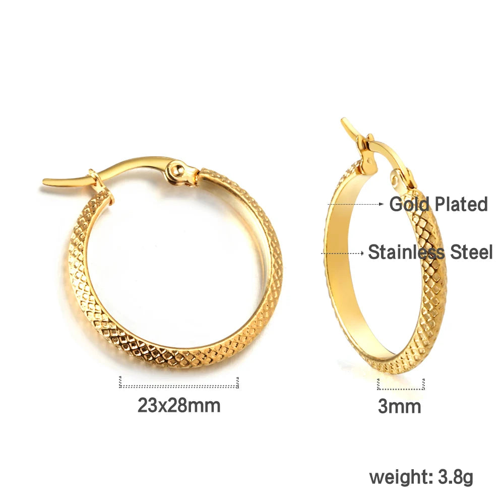 ASONSTEEL Fashion Luxury Exaggerated Circular Snake Hoop Earrings Pattern Serpentine Stainless Steel Jewelry Party Unique Design