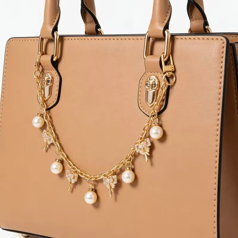 Fashion Bag Charm Gold Mushroom Pearl Pendant Bag Chain for Tote Shoulder Bags Handlebag Chains For Women Straps