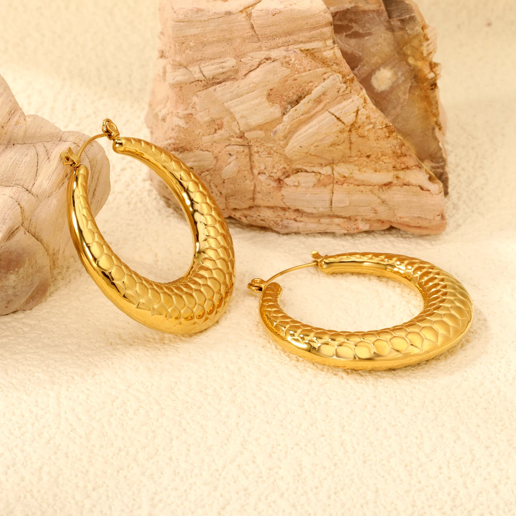 ASONSTEEL Fashion Luxury Exaggerated Circular Snake Hoop Earrings Pattern Serpentine Stainless Steel Jewelry Party Unique Design