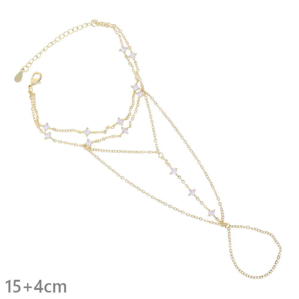 2026 New Triangle Round Cz Link Chain Bracelets for Women Paved White Cubic Zircon Gold Silver Color Fashion Jewelry