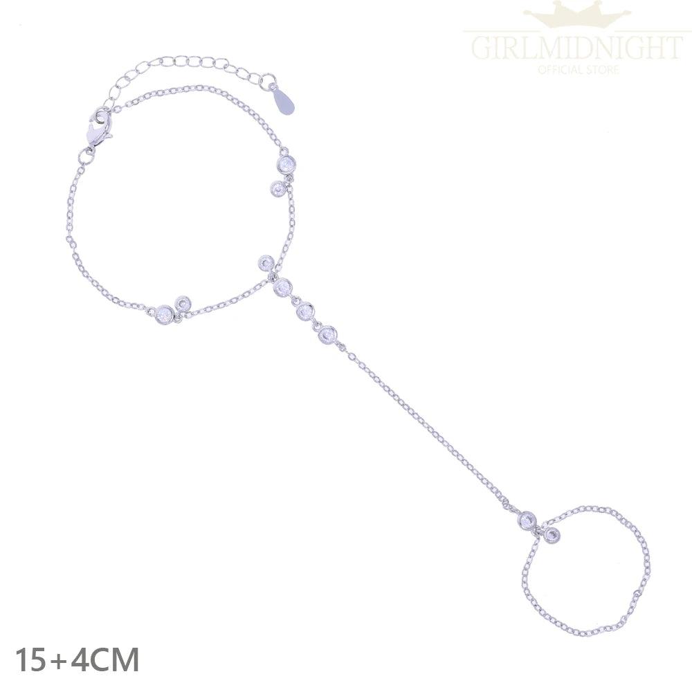2026 New Triangle Round Cz Link Chain Bracelets for Women Paved White Cubic Zircon Gold Silver Color Fashion Jewelry