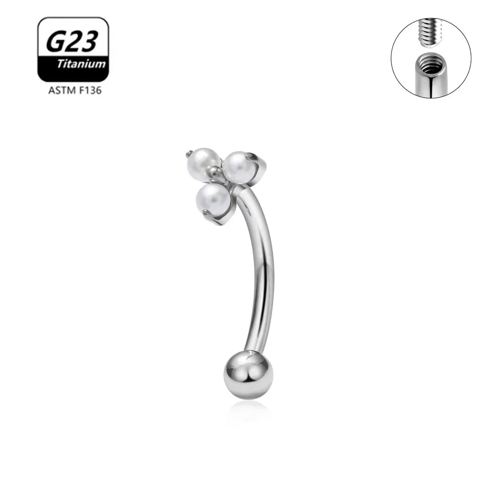 G23 Titanium ASTM-F136 Internal Thread Eyebrow Piercings Body Jewelry for Women Zircon Earring Star Flower Heart