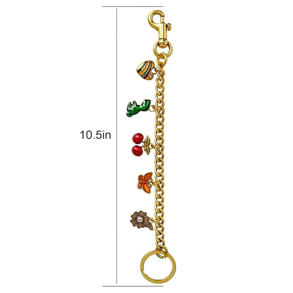 HOLIN Vintage Bag Strap Chains Extender Cherry Strawberry Bag Chain Dinosaur Bag Keychain Chain Charm for Purse Wallet Handbag
