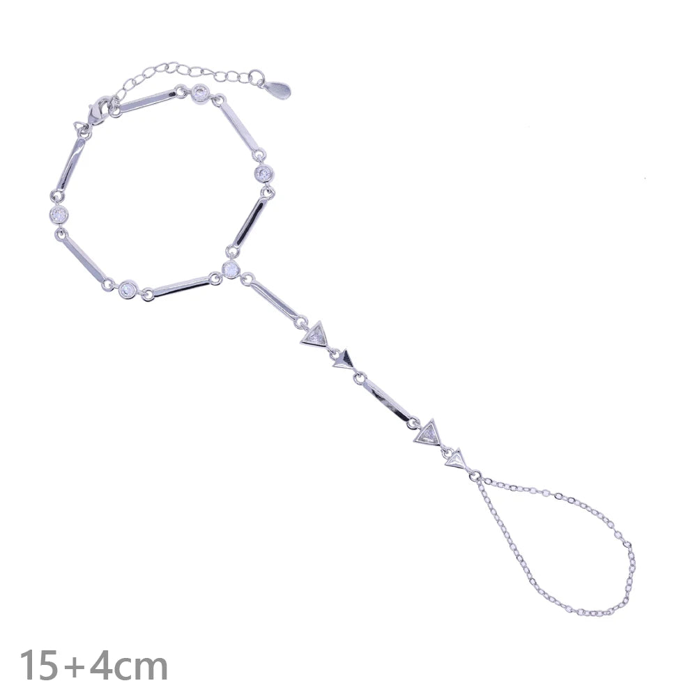 2026 New Triangle Round Cz Link Chain Bracelets for Women Paved White Cubic Zircon Gold Silver Color Fashion Jewelry