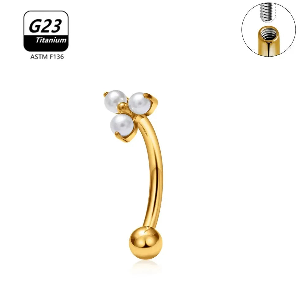 G23 Titanium ASTM-F136 Internal Thread Eyebrow Piercings Body Jewelry for Women Zircon Earring Star Flower Heart