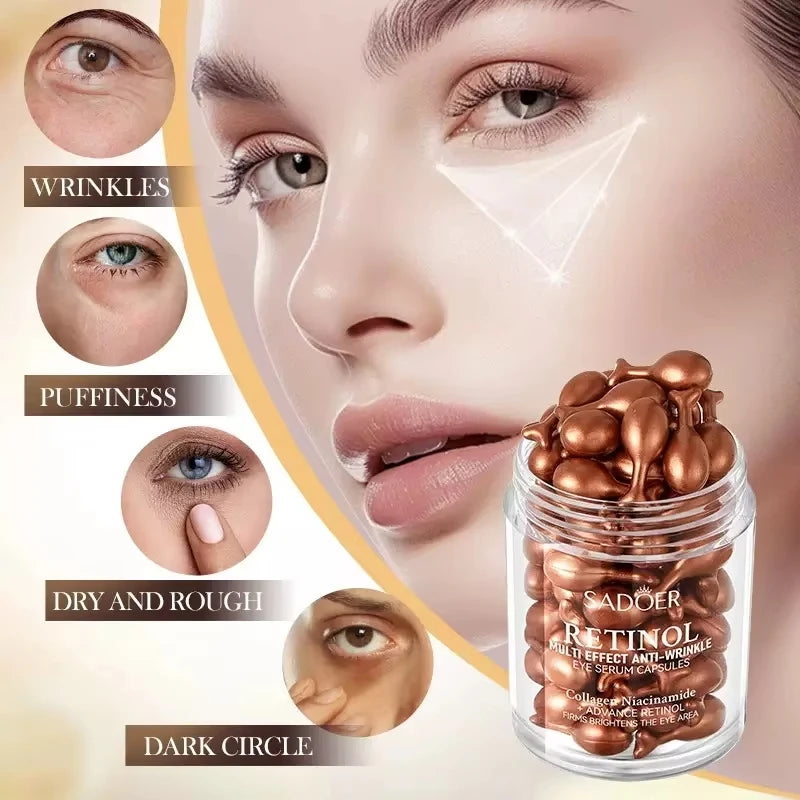 Retinol Reduce Wrinkle Eye Serum Capsules Firming Lifting Remove Dark Circles Eye Bags Puffiness Moisturizing Whitening Eye Care