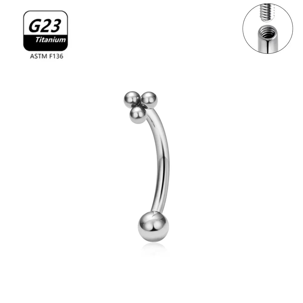 G23 Titanium ASTM-F136 Internal Thread Eyebrow Piercings Body Jewelry for Women Zircon Earring Star Flower Heart