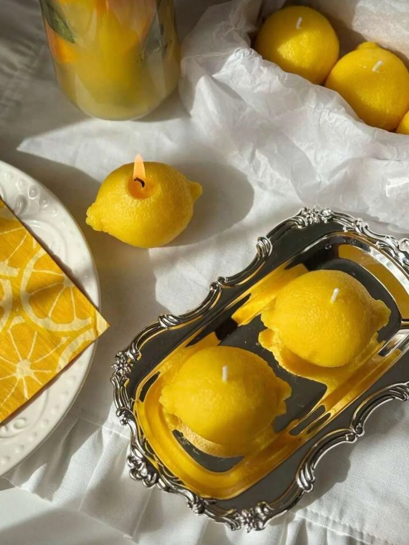 1pc Lemon Scented Candles, Handmade Soy Wax, Suitable For Home Decor, Party, Dining Table Decor,Holiday Gift, Wedding Decor