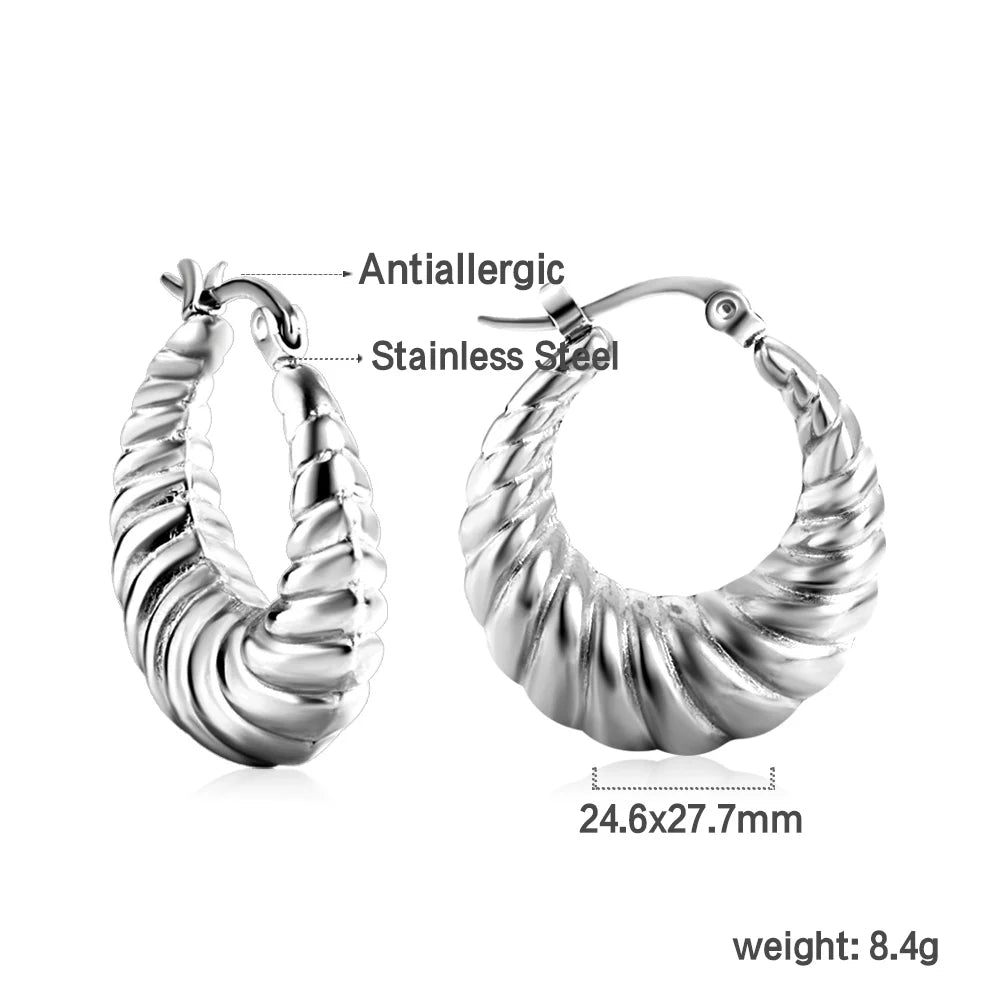 ASONSTEEL Fashion Luxury Exaggerated Circular Snake Hoop Earrings Pattern Serpentine Stainless Steel Jewelry Party Unique Design