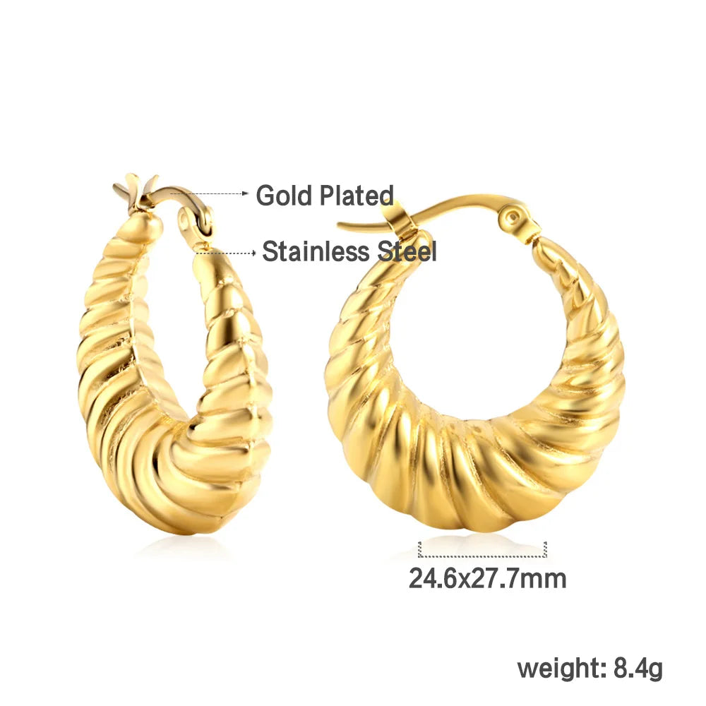 ASONSTEEL Fashion Luxury Exaggerated Circular Snake Hoop Earrings Pattern Serpentine Stainless Steel Jewelry Party Unique Design