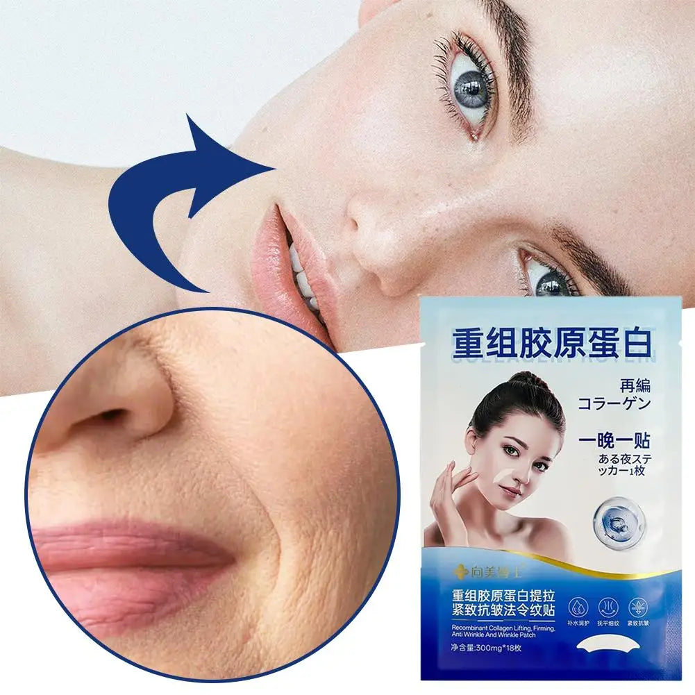 Facial Wrinkle Patches - 18 Patches Face Masks for Overnight to Reduce facial Wrinkles, Smile Lines,Fine Lines & Chin Wrinkles