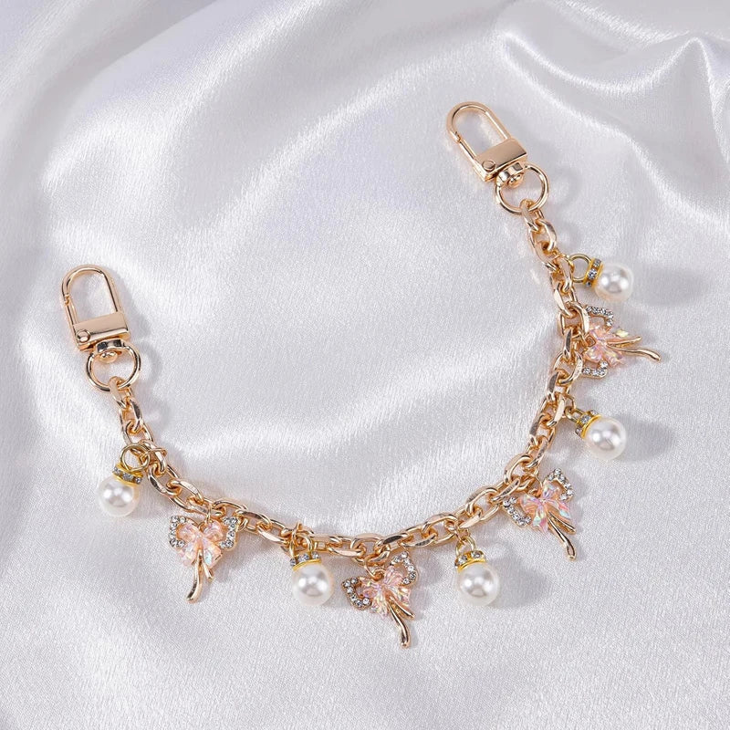 Fashion Bag Charm Gold Mushroom Pearl Pendant Bag Chain for Tote Shoulder Bags Handlebag Chains For Women Straps