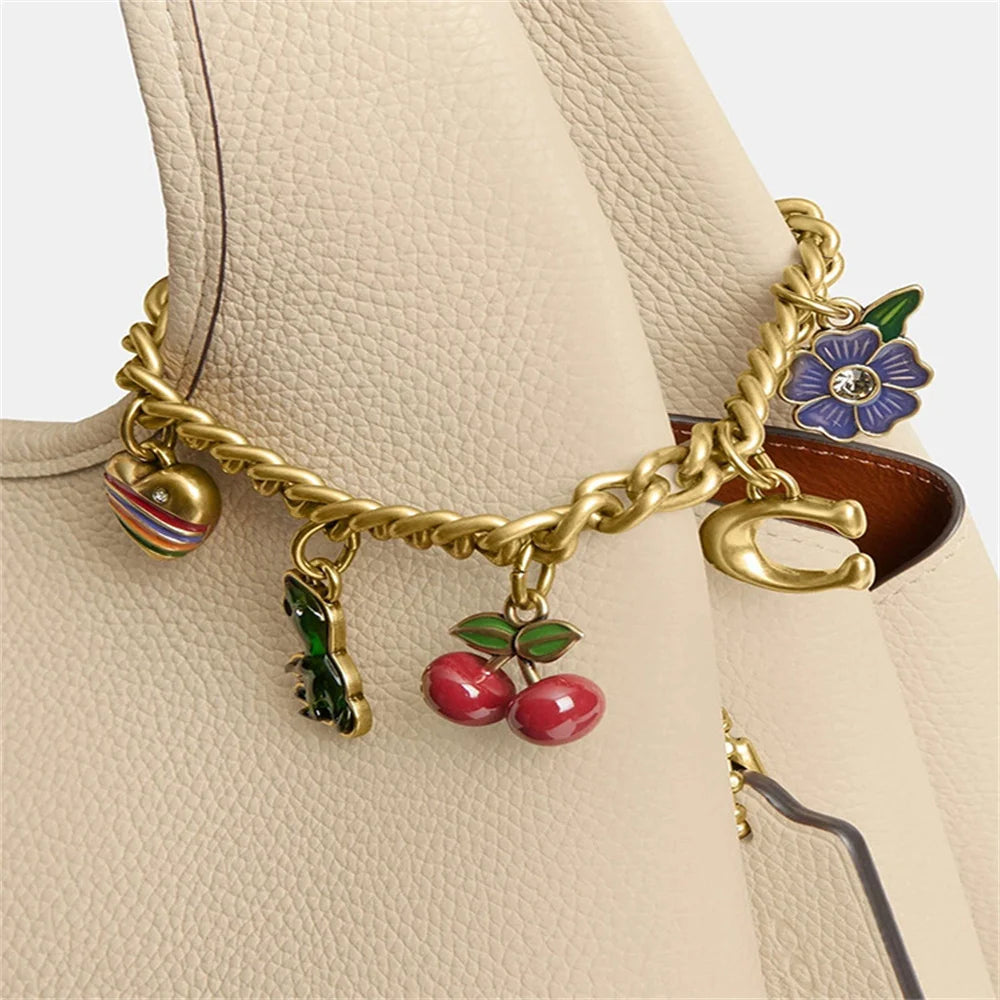HOLIN Vintage Bag Strap Chains Extender Cherry Strawberry Bag Chain Dinosaur Bag Keychain Chain Charm for Purse Wallet Handbag