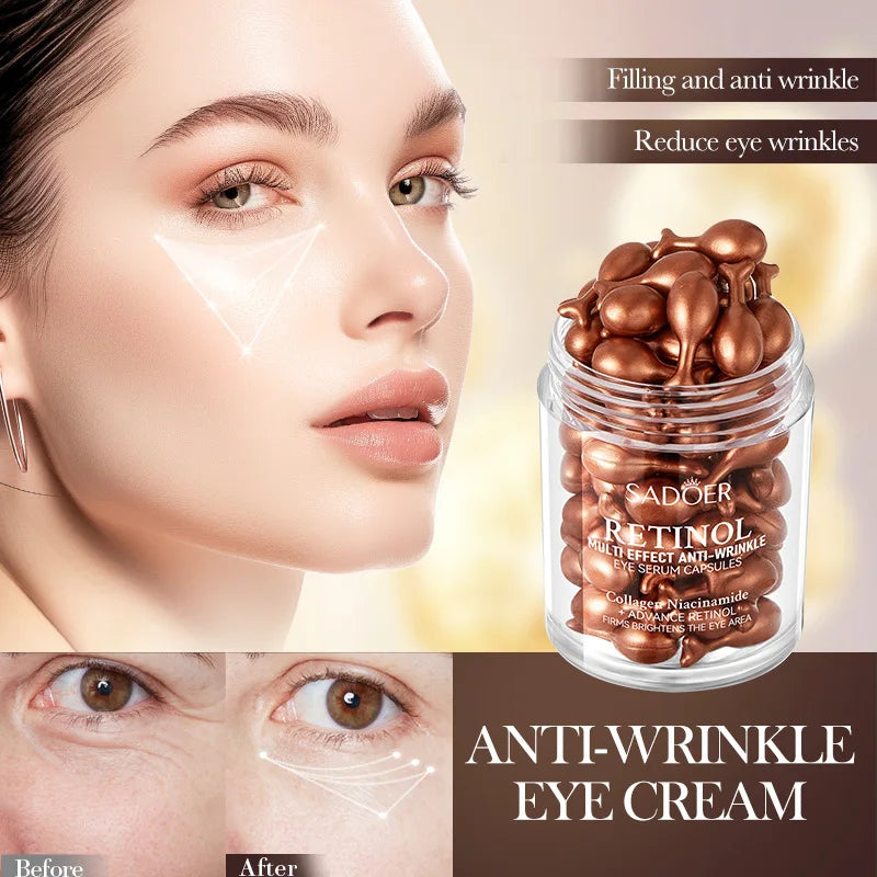 Retinol Reduce Wrinkle Eye Serum Capsules Firming Lifting Remove Dark Circles Eye Bags Puffiness Moisturizing Whitening Eye Care