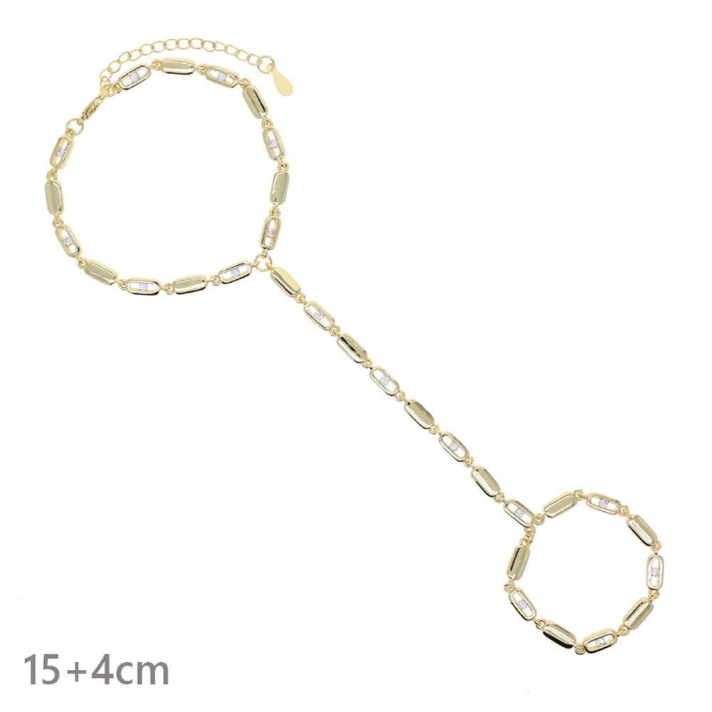 2026 New Triangle Round Cz Link Chain Bracelets for Women Paved White Cubic Zircon Gold Silver Color Fashion Jewelry