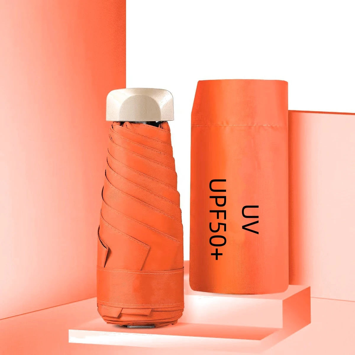 80% Off Mini UV Umbrella Small Pocket Travel Rain Parasol Vinyl Folding Sun Shade Umbrella UPF50+ Portable Capsule Umbrellas 우산