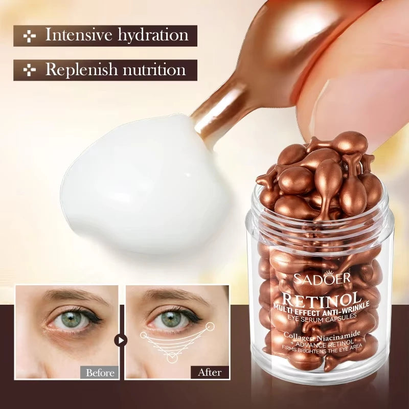 Retinol Reduce Wrinkle Eye Serum Capsules Firming Lifting Remove Dark Circles Eye Bags Puffiness Moisturizing Whitening Eye Care