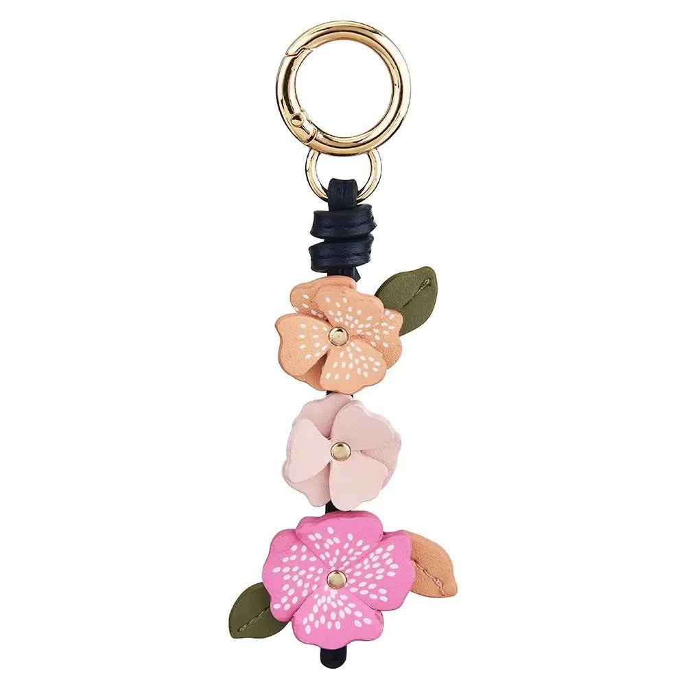Cute Hanger Flower Pu Leather Pendant Handmade Car Keyring Leather Keychain Lotus Fashion Bag Pendant Women
