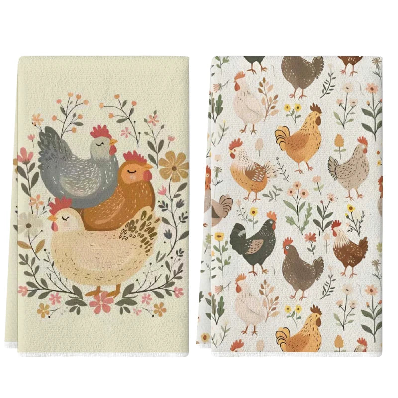 2Pcs, Vintage Floral Kitchen Towels, 40Cm*60Cm Towel Set, Super Absorbent Soft Cleaning Cloth, Cooking and Baking Tea Towel, Hand Towel, Cleaning Cloth, Dishcloth, Kitchen Decoration, Living Room Decoration, Kitchen Essential