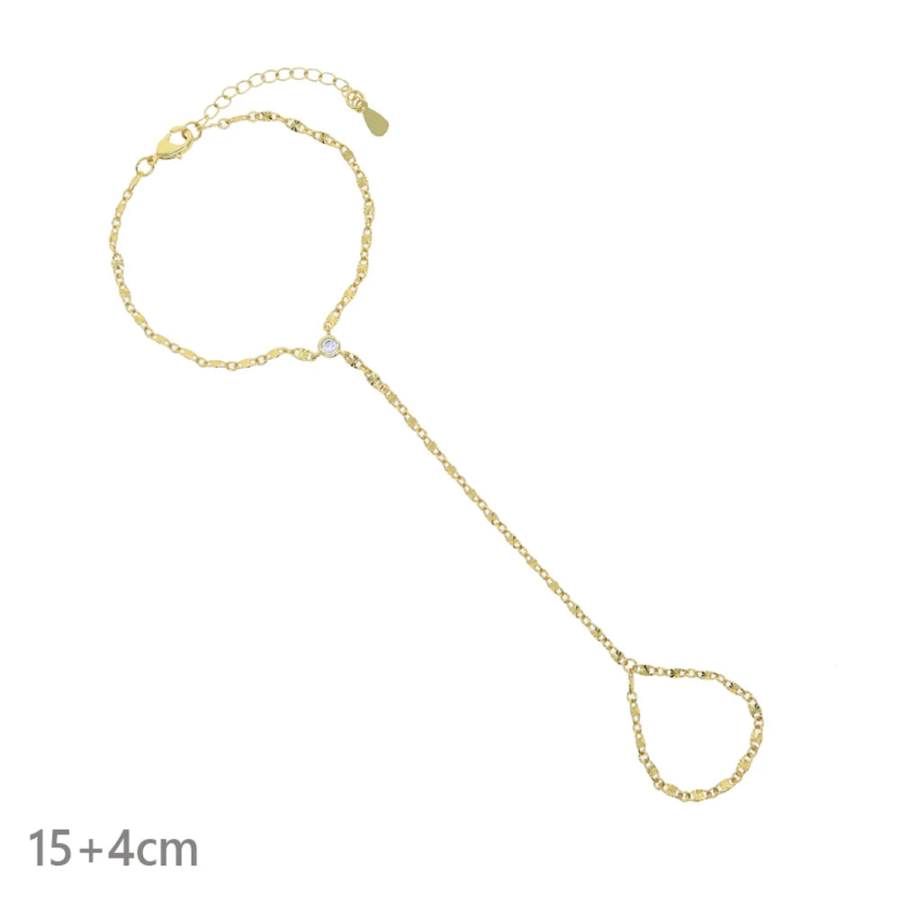 2026 New Triangle Round Cz Link Chain Bracelets for Women Paved White Cubic Zircon Gold Silver Color Fashion Jewelry