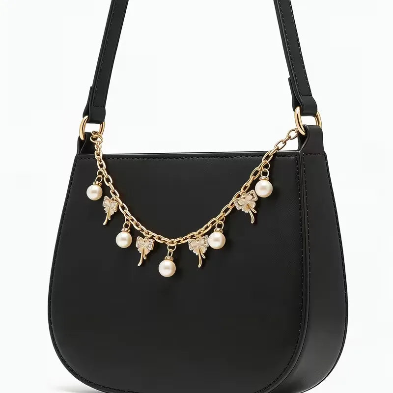 Fashion Bag Charm Gold Mushroom Pearl Pendant Bag Chain for Tote Shoulder Bags Handlebag Chains For Women Straps