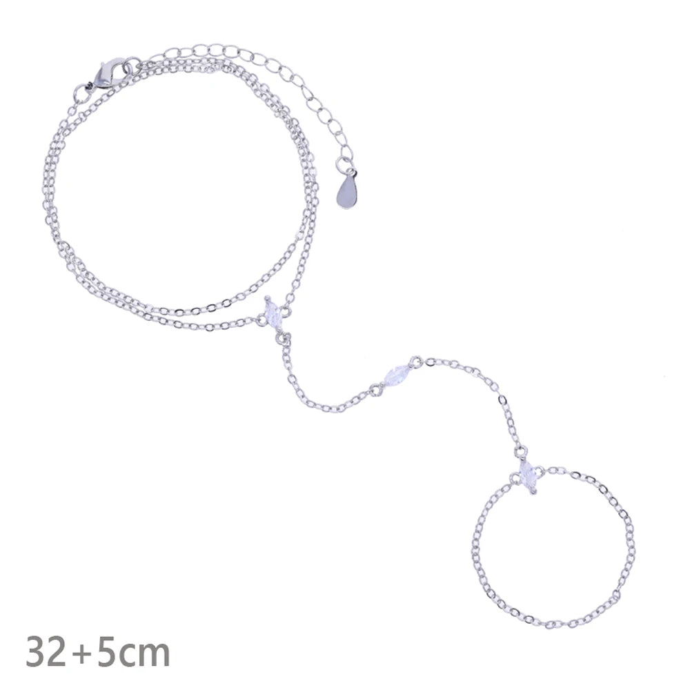 2026 New Triangle Round Cz Link Chain Bracelets for Women Paved White Cubic Zircon Gold Silver Color Fashion Jewelry
