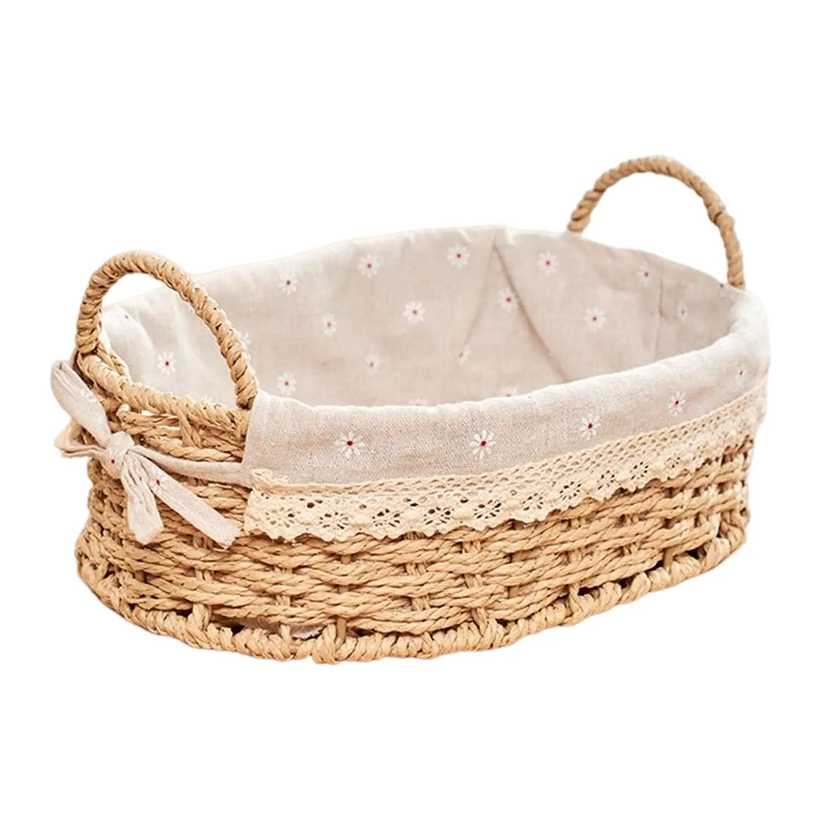 Woven Storage Baskets with Handles Handwoven Kitchen Storage Box for Vegetables and Fruit Toilet Desktop Sundries Home Organizer