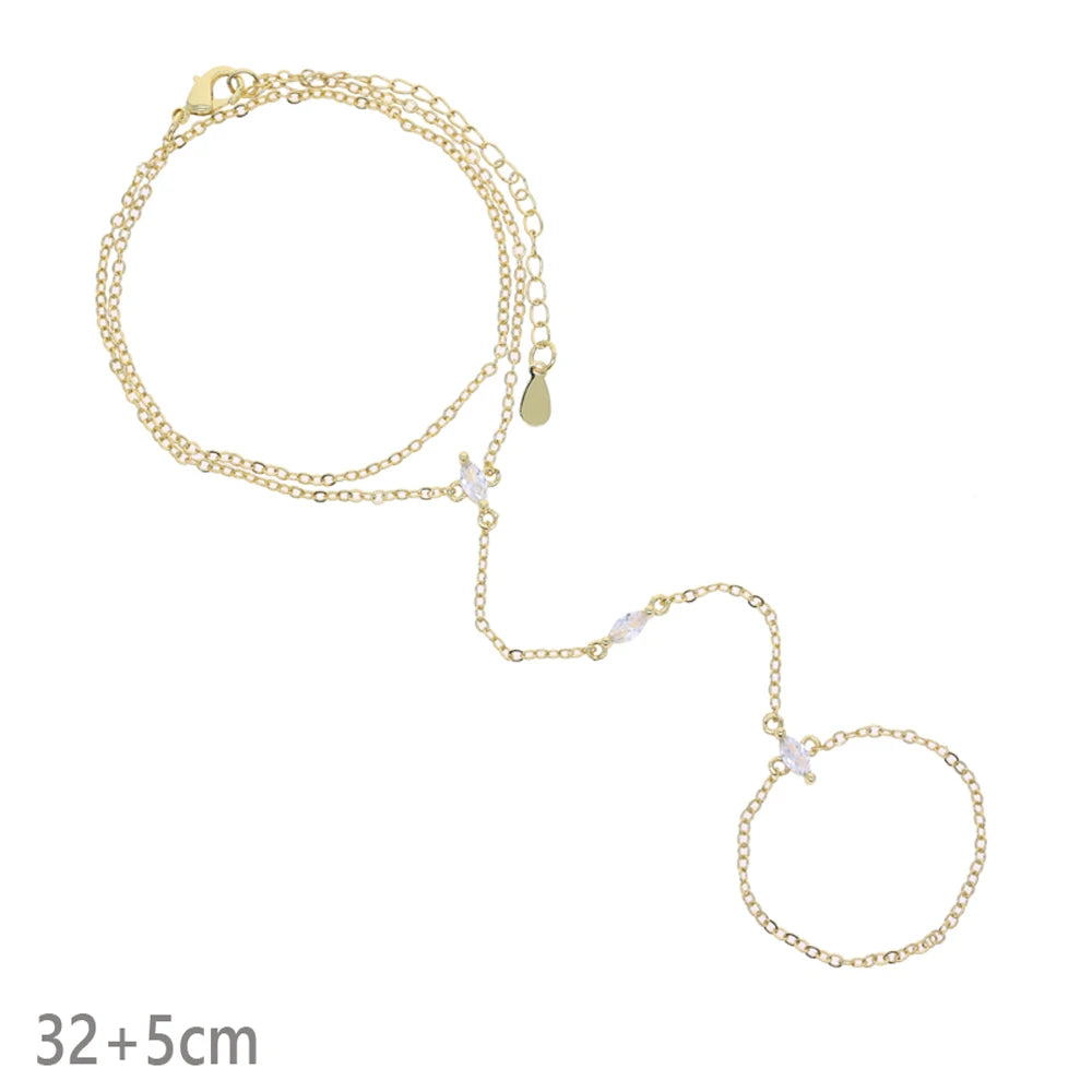 2026 New Triangle Round Cz Link Chain Bracelets for Women Paved White Cubic Zircon Gold Silver Color Fashion Jewelry