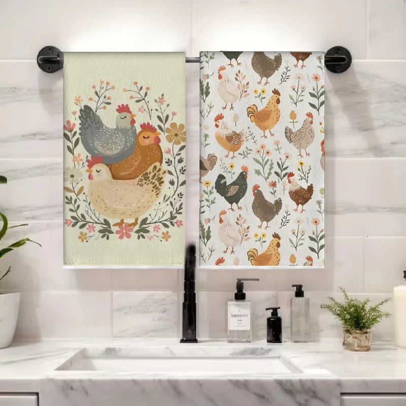 2Pcs, Vintage Floral Kitchen Towels, 40Cm*60Cm Towel Set, Super Absorbent Soft Cleaning Cloth, Cooking and Baking Tea Towel, Hand Towel, Cleaning Cloth, Dishcloth, Kitchen Decoration, Living Room Decoration, Kitchen Essential