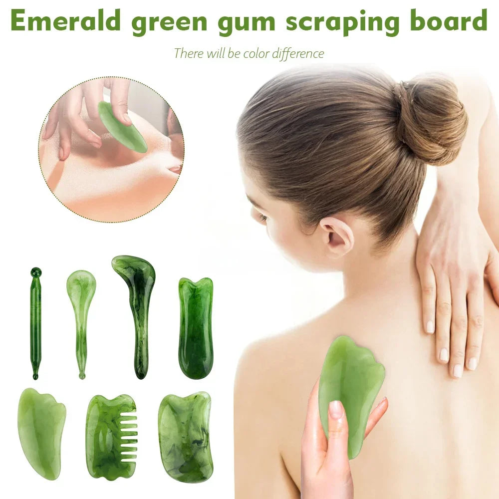 7PCS Guasha Beauty Massage Scraping Massage Scraper Natural Resin GuaSha Tool Massage Tools Set For Face Back And Neck Skin Care