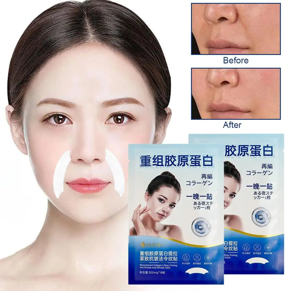 Facial Wrinkle Patches - 18 Patches Face Masks for Overnight to Reduce facial Wrinkles, Smile Lines,Fine Lines & Chin Wrinkles