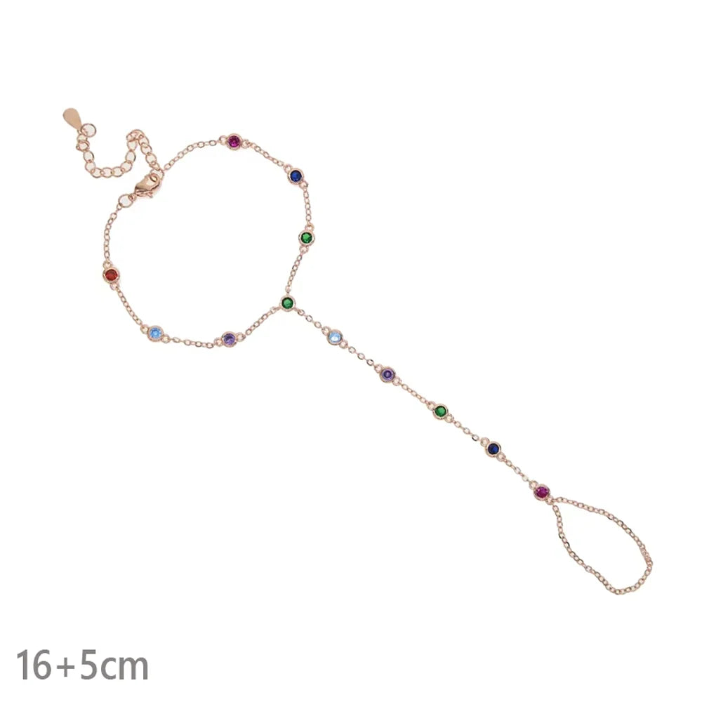2026 New Triangle Round Cz Link Chain Bracelets for Women Paved White Cubic Zircon Gold Silver Color Fashion Jewelry