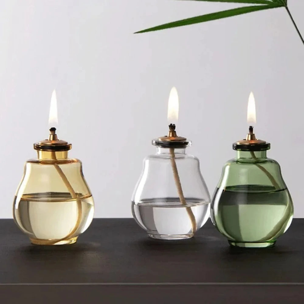 Creative Aromatherapy Candles Glass Coloful Small Oil Lamps Modern Home Decorative Ornaments Indoor Outdoor Oil Lamps