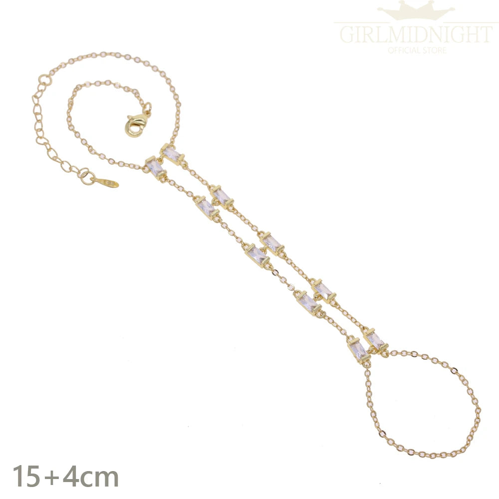 2026 New Triangle Round Cz Link Chain Bracelets for Women Paved White Cubic Zircon Gold Silver Color Fashion Jewelry
