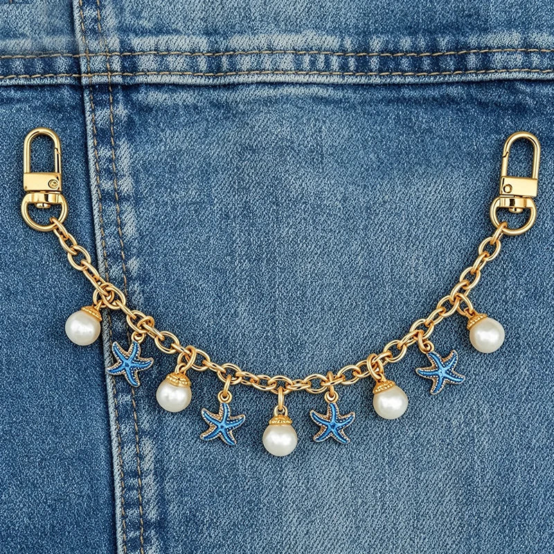 Fashion Bag Charm Gold Mushroom Pearl Pendant Bag Chain for Tote Shoulder Bags Handlebag Chains For Women Straps