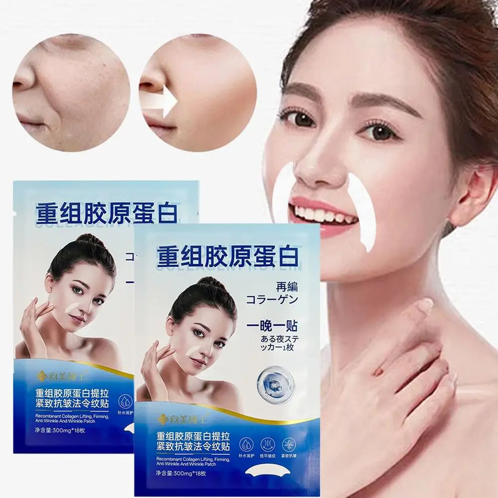 Facial Wrinkle Patches - 18 Patches Face Masks for Overnight to Reduce facial Wrinkles, Smile Lines,Fine Lines & Chin Wrinkles