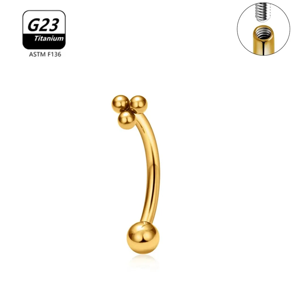 G23 Titanium ASTM-F136 Internal Thread Eyebrow Piercings Body Jewelry for Women Zircon Earring Star Flower Heart