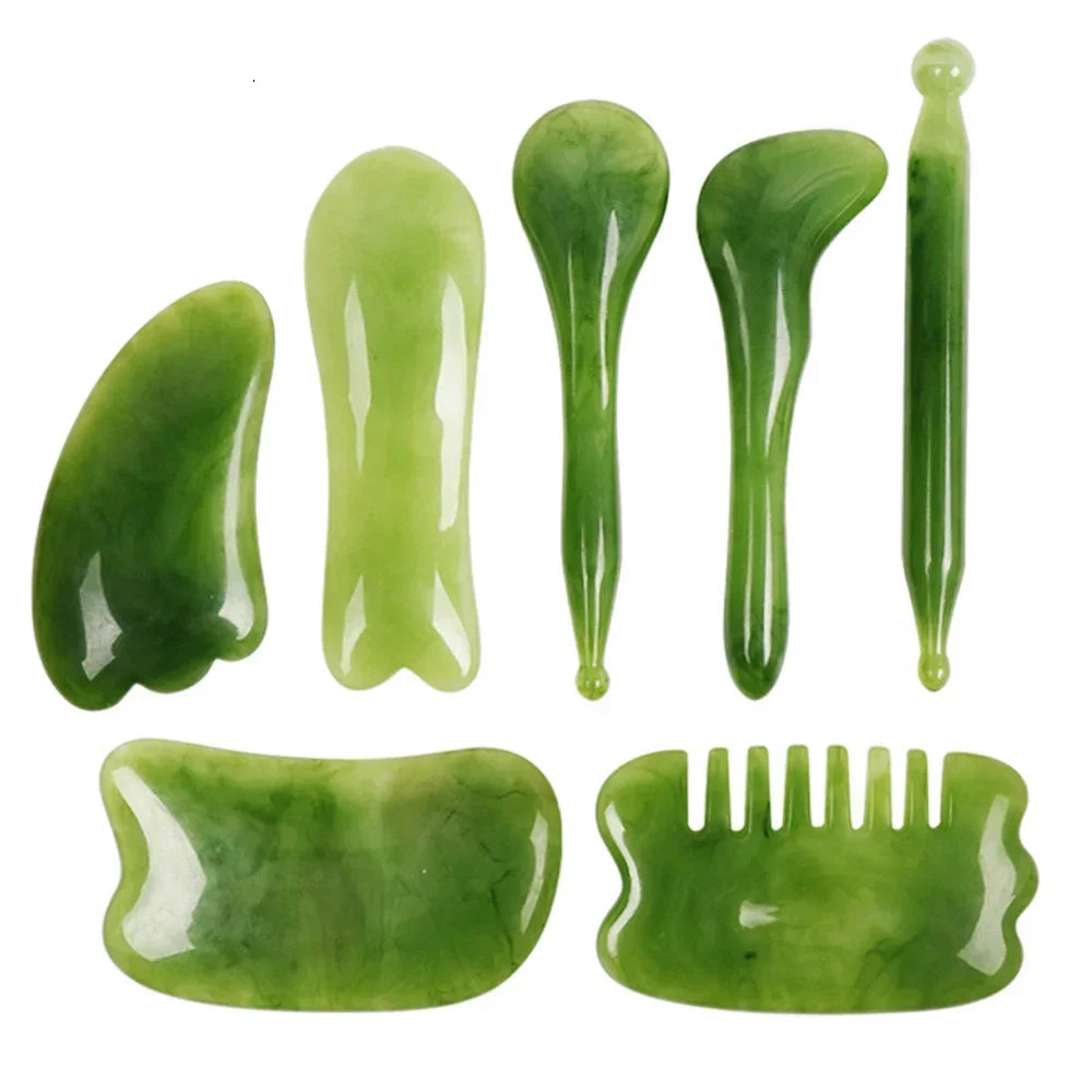 7PCS Guasha Beauty Massage Scraping Massage Scraper Natural Resin GuaSha Tool Massage Tools Set For Face Back And Neck Skin Care