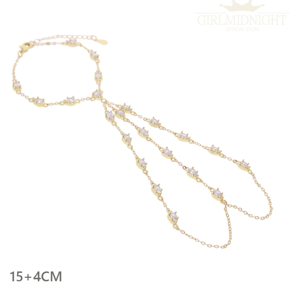 2026 New Triangle Round Cz Link Chain Bracelets for Women Paved White Cubic Zircon Gold Silver Color Fashion Jewelry