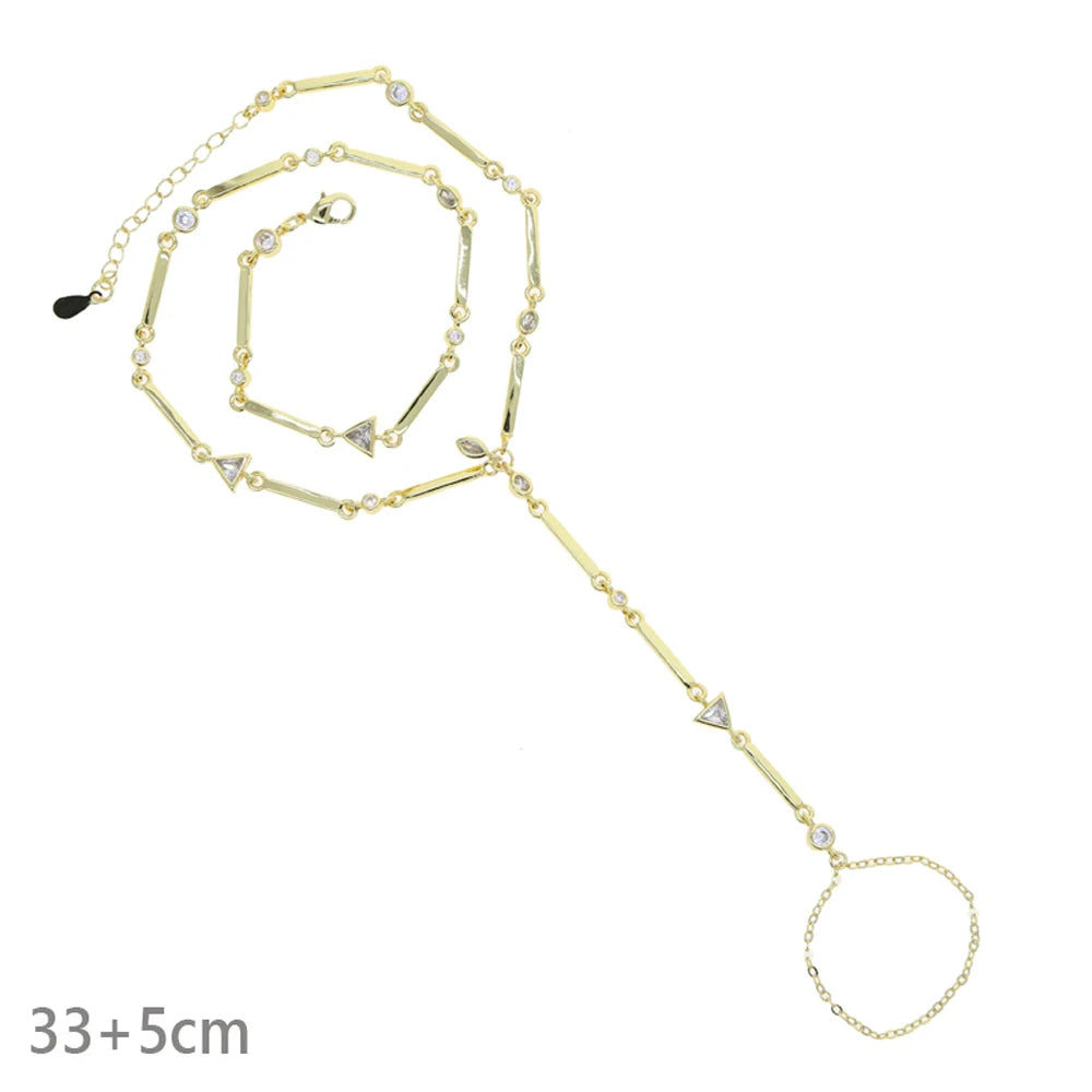 2026 New Triangle Round Cz Link Chain Bracelets for Women Paved White Cubic Zircon Gold Silver Color Fashion Jewelry